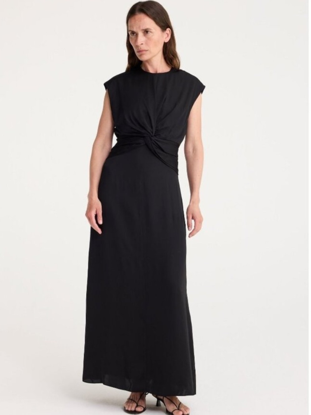 NEW ROHE Draped Column Black Maxi Dress Women’s 36 Small